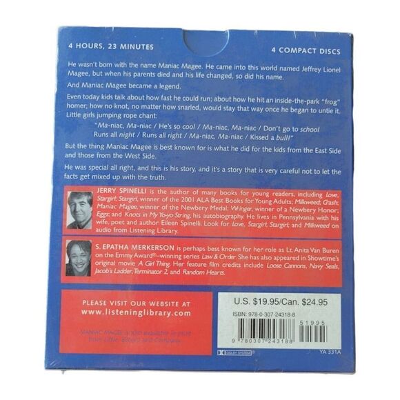 Maniac Magee by Jerry Spinelli 2005 Compact Disc Unabridged - Picture 2 of 3